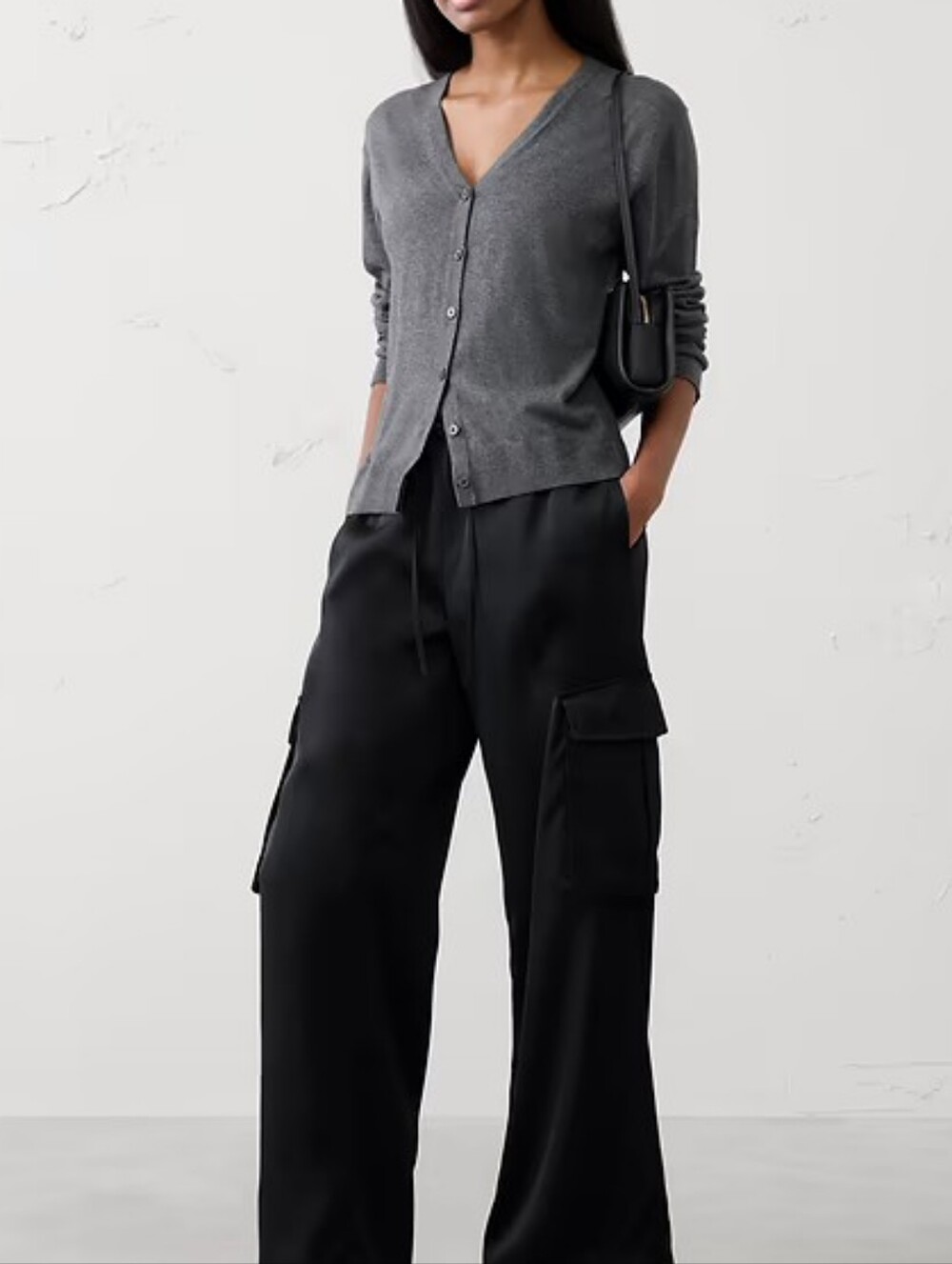 NWT BANANA REPUBLIC | $110 Satin Wide Leg Cargo Pants - Picture 1 of 6